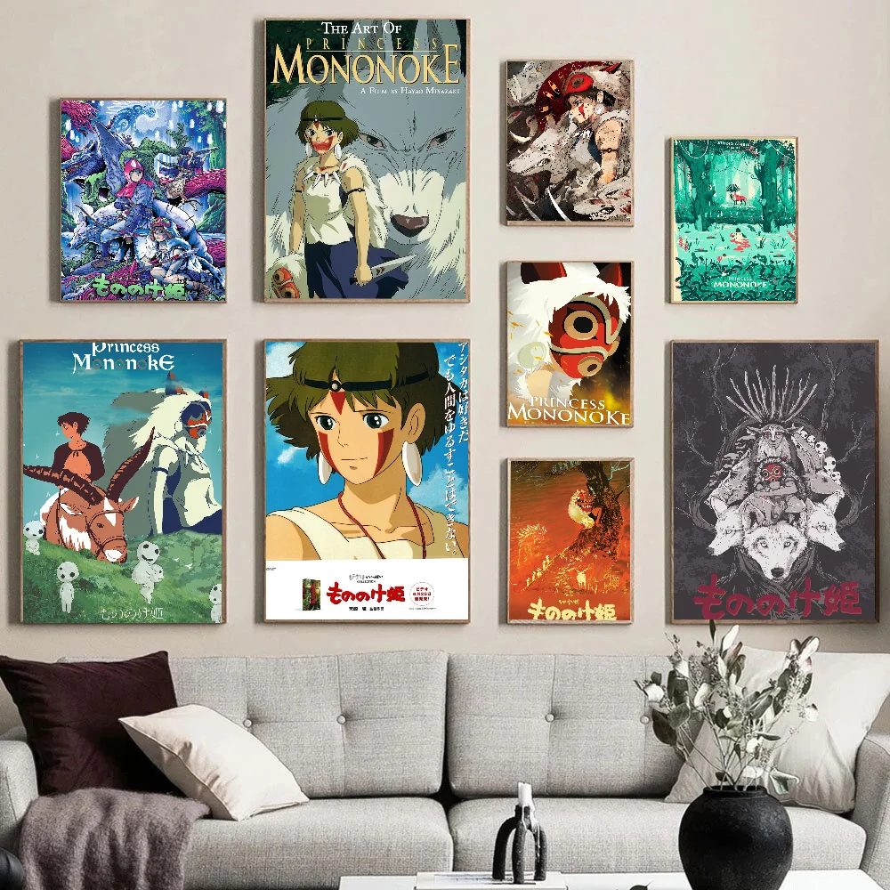 Cartoon Anime Girl M-Mononoke H-Hime Classic Vintage Posters HD Quality Wall Art Retro Posters for Home Room Wall Decor