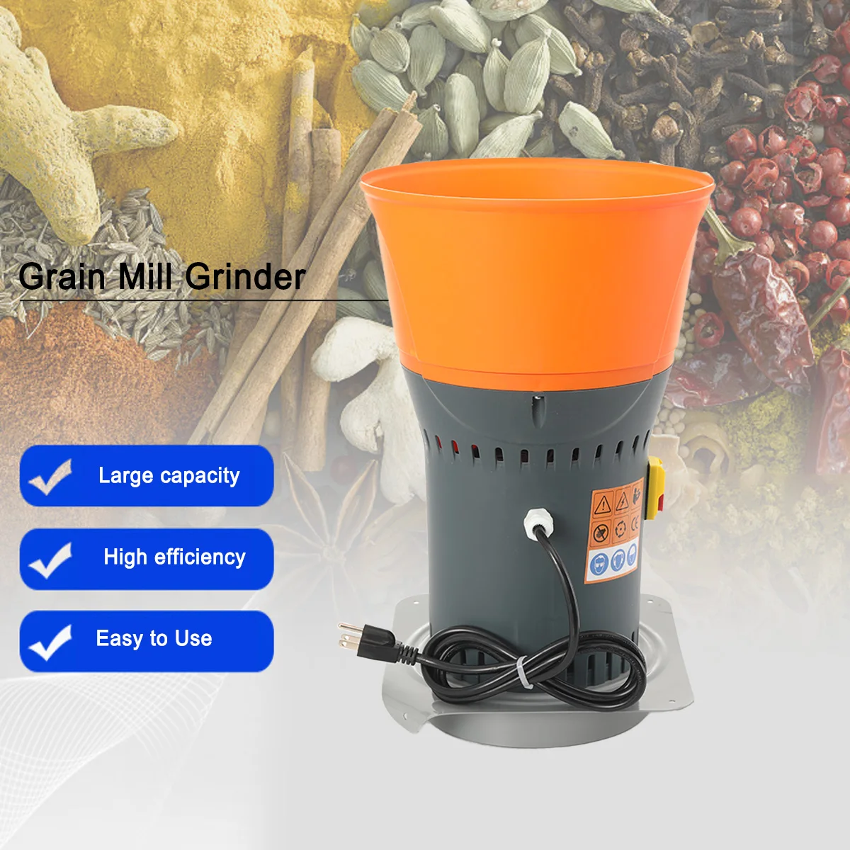 

1000W 110V 7L Animal Poultry Feed Grinder and Grain Mill Feed Crusher Machine without Bucket 19000RPM