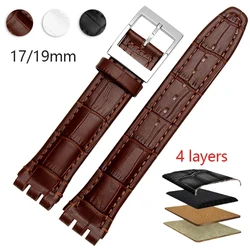 Wristband for Swatch Genuine Leather Strap Men Women 17mm 19mm Sweatproof Bracelet High Quality Belt Watch Accessories