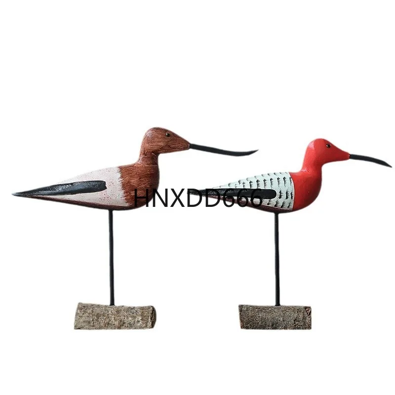 

Resin Handicraft Abstract Painted Longbill Bird Artificial Animal Sculpture Woodpecker Married Couple Home Decoration
