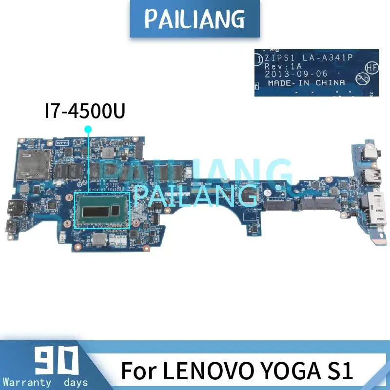 PAILIANG pour LENOcalculator YOGA l's Ordinateur Portable Carte Mère I7-4500U LA-A341P 00HT133 8G DDR3 TESTÉ Ordinateur Portable Carte Mère Testé