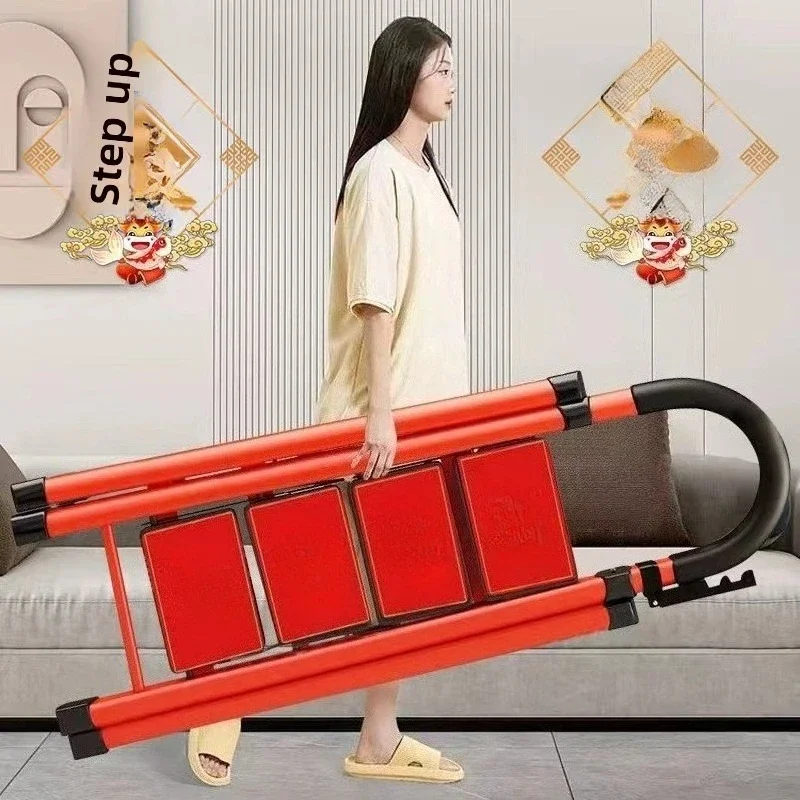 

Household Folding Ladder Thickened Carbon Steel Herringbone Ladder Lightweight Telescopic Ladder Multifunctional Ladder