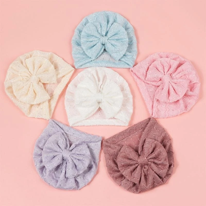 

Baby Bonnet Hat with Bowknot Accent Stylish Fashion Fetal Caps Infants Turban Hat for 0 to 6 Months Boys Girls