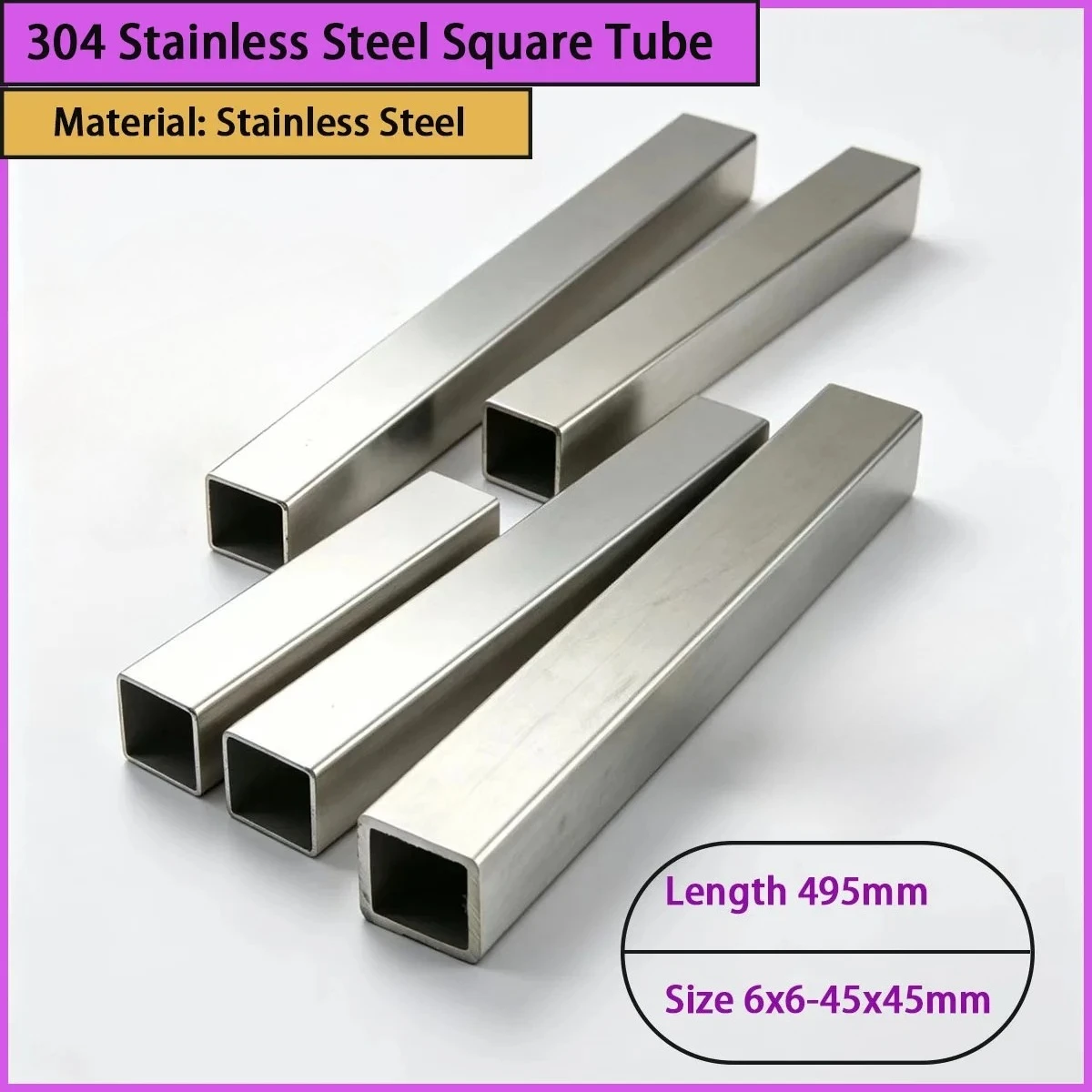 Size 6x6-45x45mm 304 stainless steel square tube is used for building decoration, engineering frame