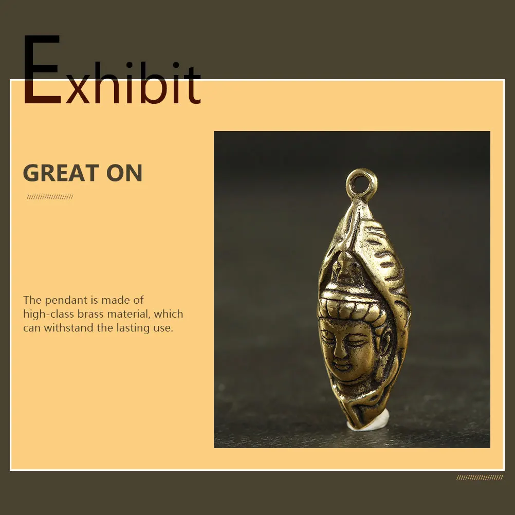 

2Pcs Brass Buddhist Statue Keychain Pendants Retro Style DIY Craft Materials Durable Compact Key Hanging Decor