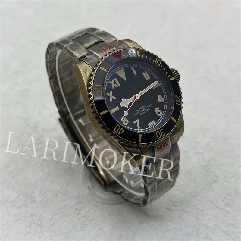 BLIGER 40mm Bronze watch 10ATM waterproof Snowflake needle NH35 Automatic movement Roman dial Oyster bracelet