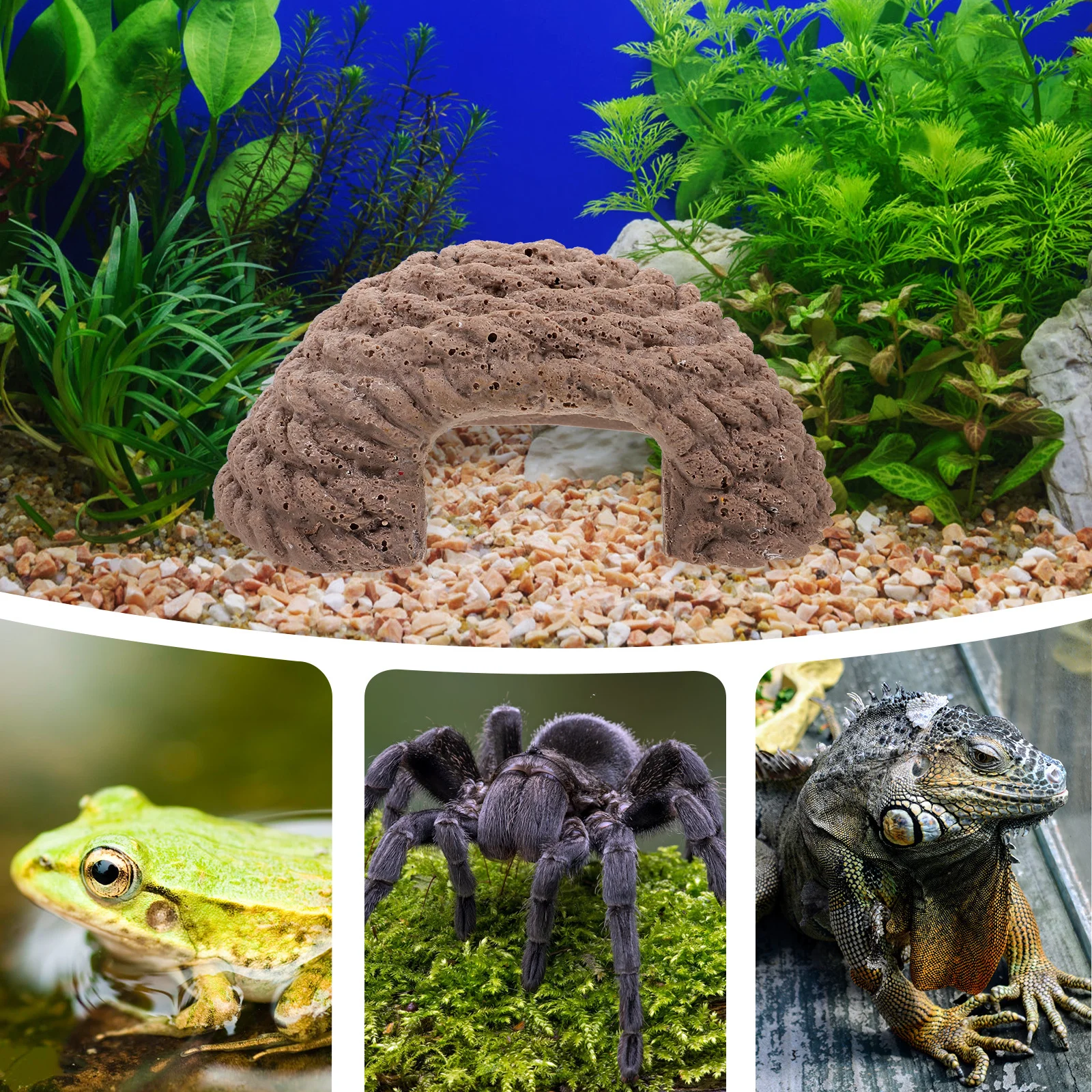 

Resin Reptile Pet Cave Decorative Hideout Small Fake Cave Shelter for Snakes Lizards Turtle Box Ornament Reptile Hide