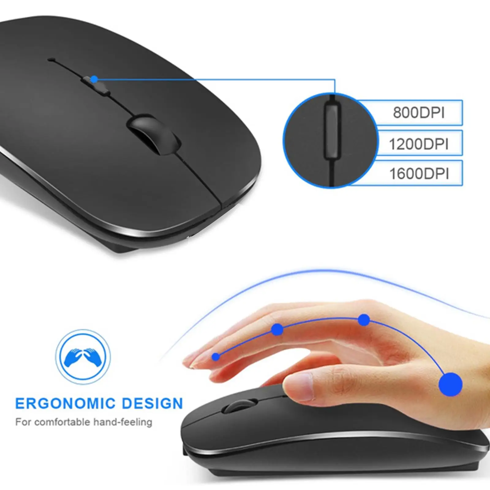 No Usb Adopter Ergonomic Mouse Optical Mice For Notebook PC Laptop Macbook Portable Wireless Mouse Wireless Computer Silent Mice