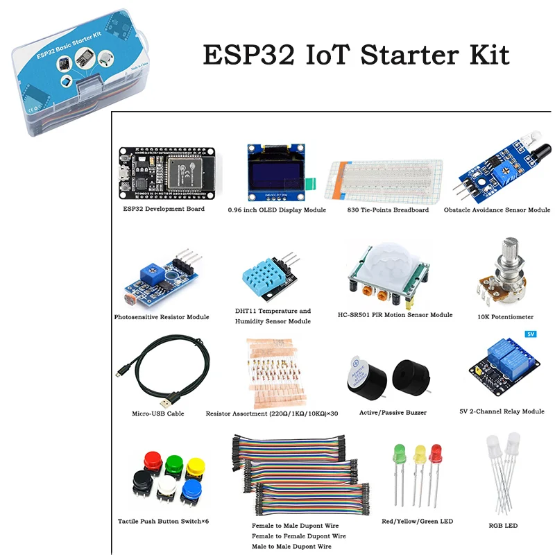 Starter Kit for ESP32 ESP-32S WiFi Bluetooth Development Board, ESP32 IoT Maker Learning Kit