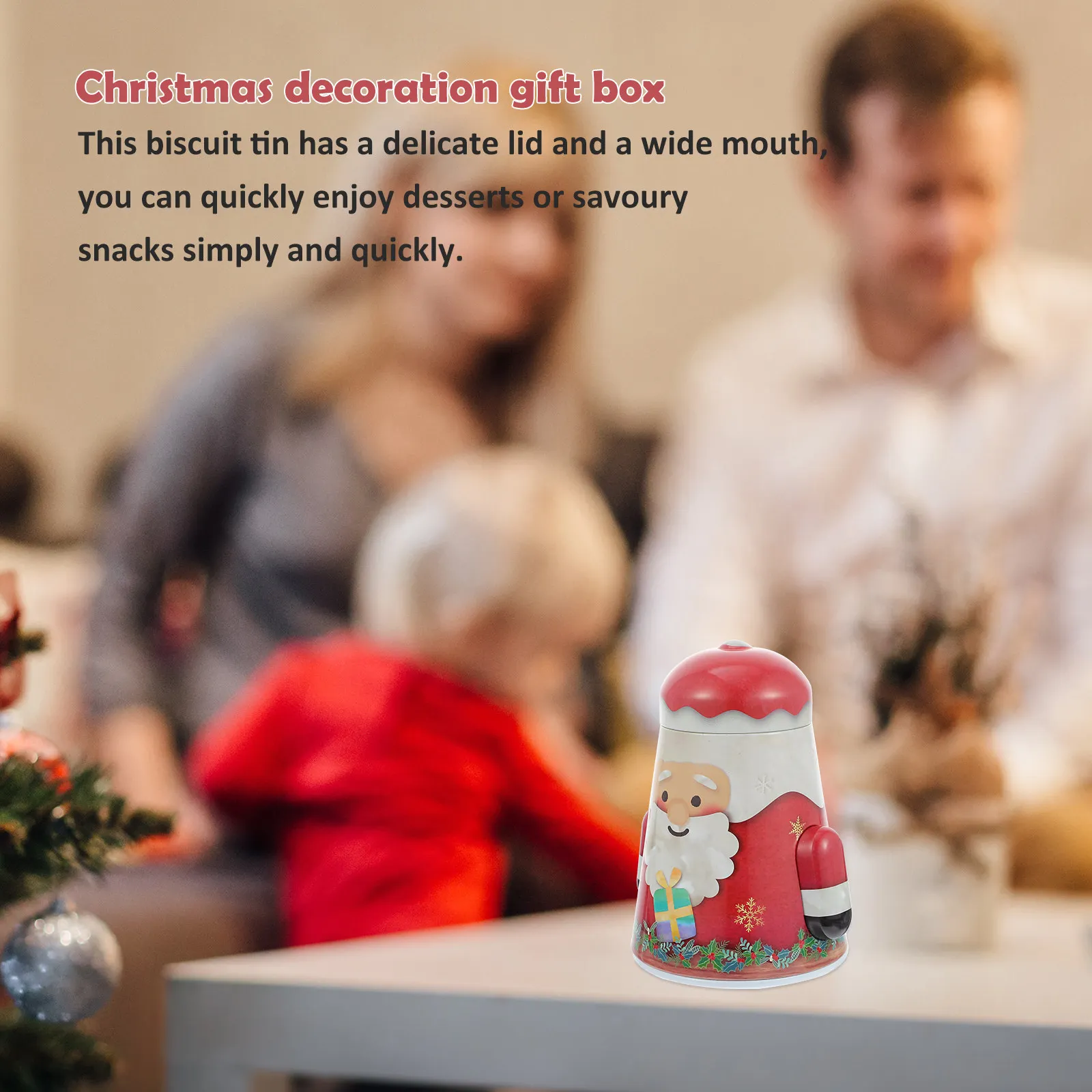 Christmas Gift Tin Box Bright Decorative Storage Container for Candy Biscuits Party Favors Holiday Decor