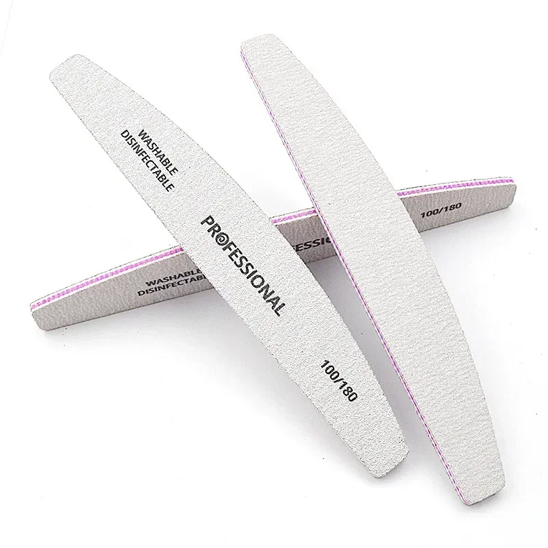 50 Stücke Professionelle Nagelfeilen 100/180 Schleifpapier Half Moon Semilune Starkes Schleifpapier Polnisch Polieren Maniküre Datei Werkzeug