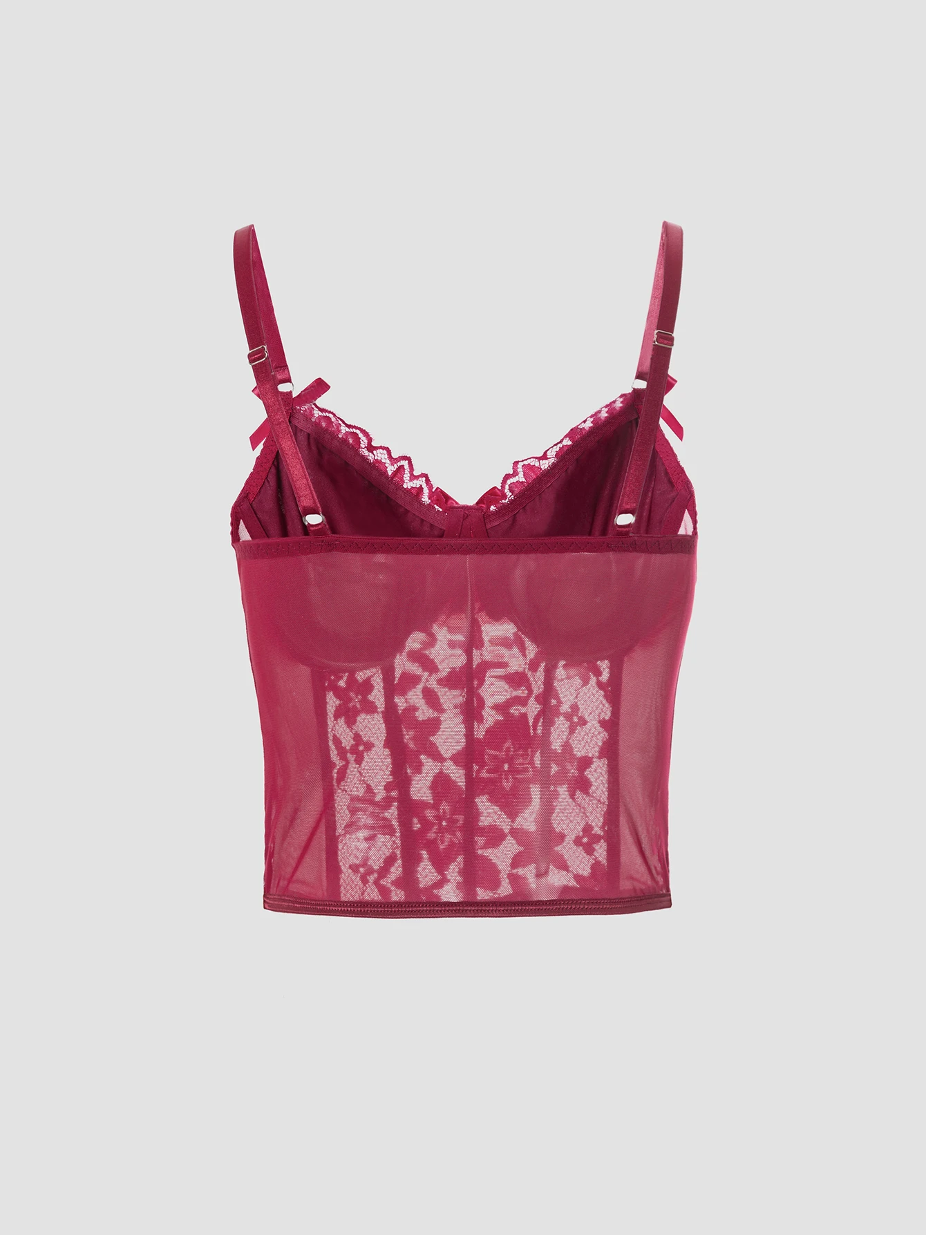 wine red Butterfly Knot Bralette French Vintage Sexy Gathered Strap Vest Inner/Outer Wear Unique Design Top