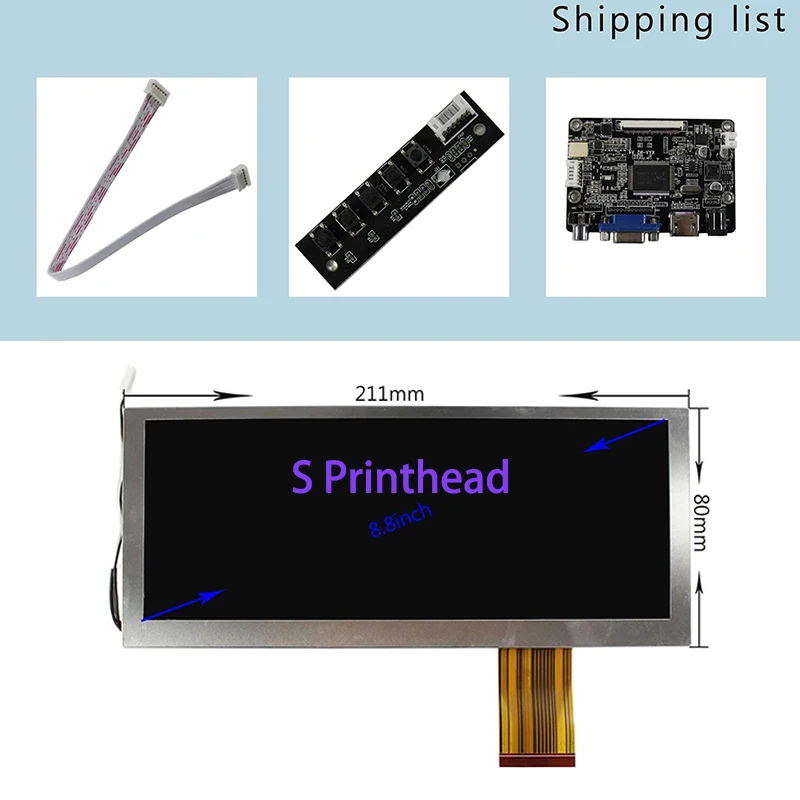 8.8 inch 1280x480 LCD Screen CLAA088WA01 XN Brightness 500nit Panel with HDMI VGA AV LCD Controller Board For Car Monitor Module