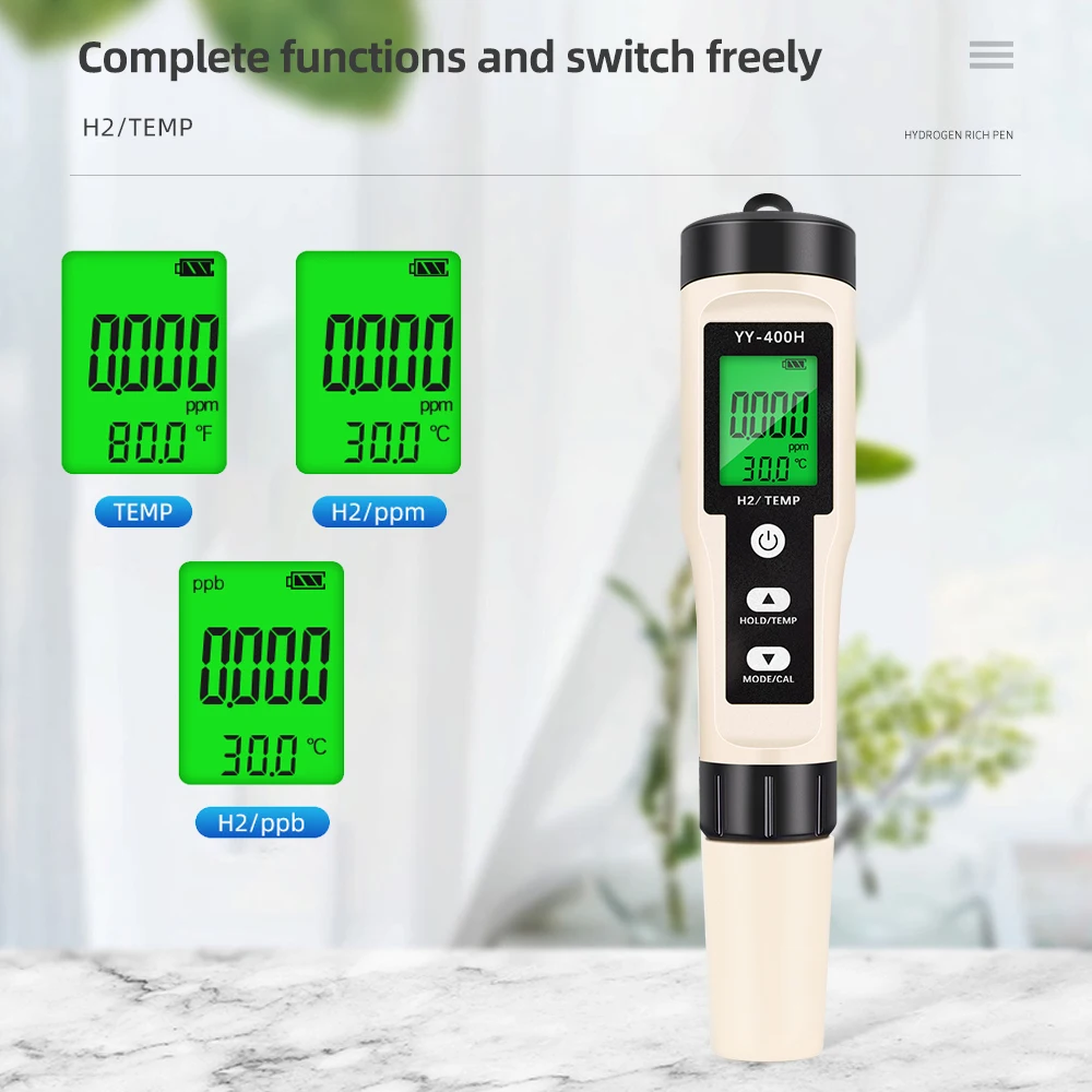 4 in 1 ORP H2 Temperature PH  Meter Hydrogen-rich Test Pen Water Quality Purity Detector Analyzer for Aquarium Pool Hydroponic