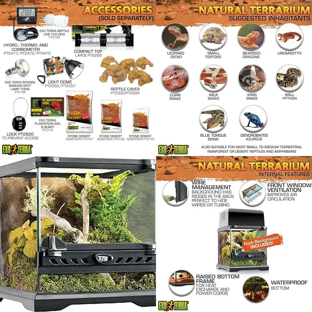 

Small Reptile and Amphibian Terrarium Kit, 8x8x8 Inches, Nano Size