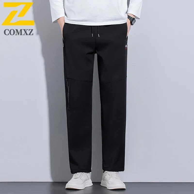 

COMXZ Fashion Men Trousers Casual Black Ice Silk Breathable Stretch Sports Pants 2026 Spring Summer Thin Gym Jogging Sweatpants