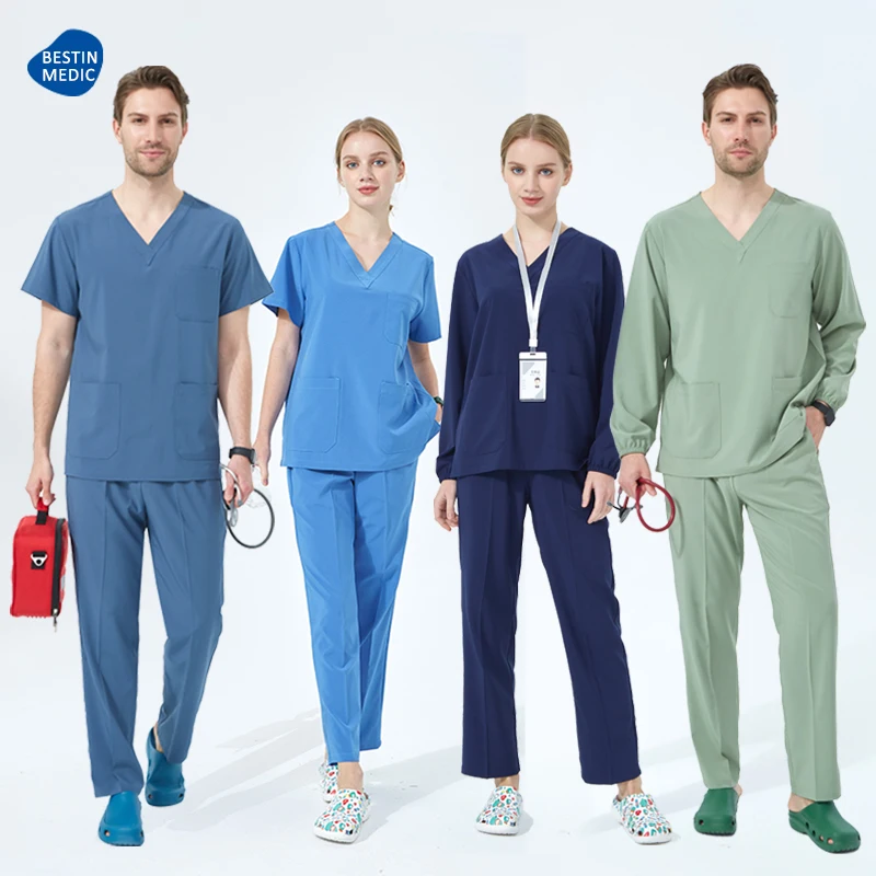 Bestin Medical Uniforms Pet Hospital  Scrub Set Dental Clinic Doctor Nurse Working Suit Women Surgeon Outfit Soft Quick Dry  S01