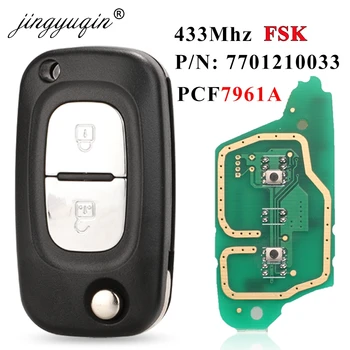 jingyuqin 433MHz FSK PCF7961A ID46 Flip Remote Key For Renault Clio III Clio 3 Kangoo Master Modus Twingo 2006-2016 7701210033