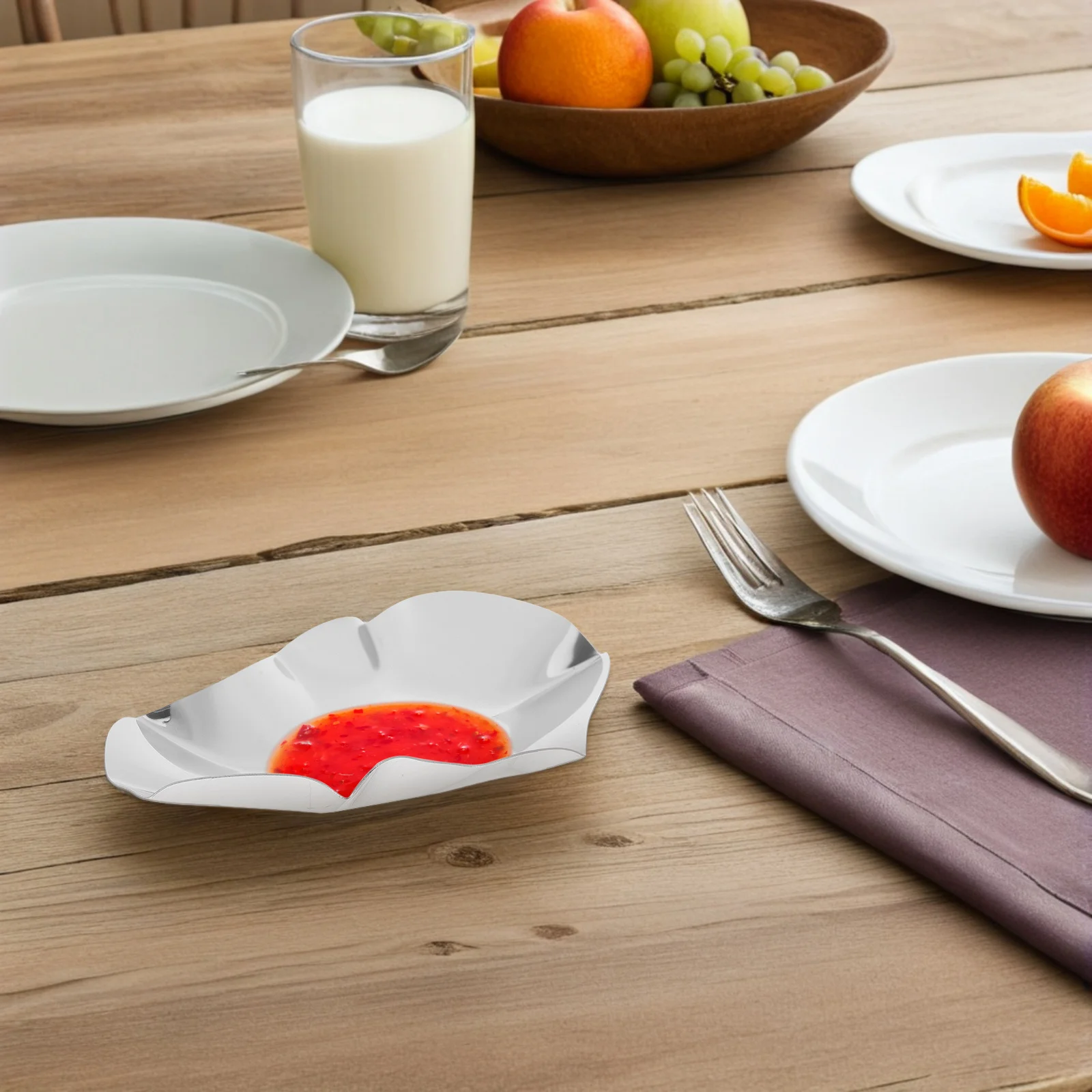 

10Pcs Stainless Steel Oyster Serving Tray Heat Resistant Grillable Dish Bbq Sauce Cup Soy Sauce Condiment Small Platter