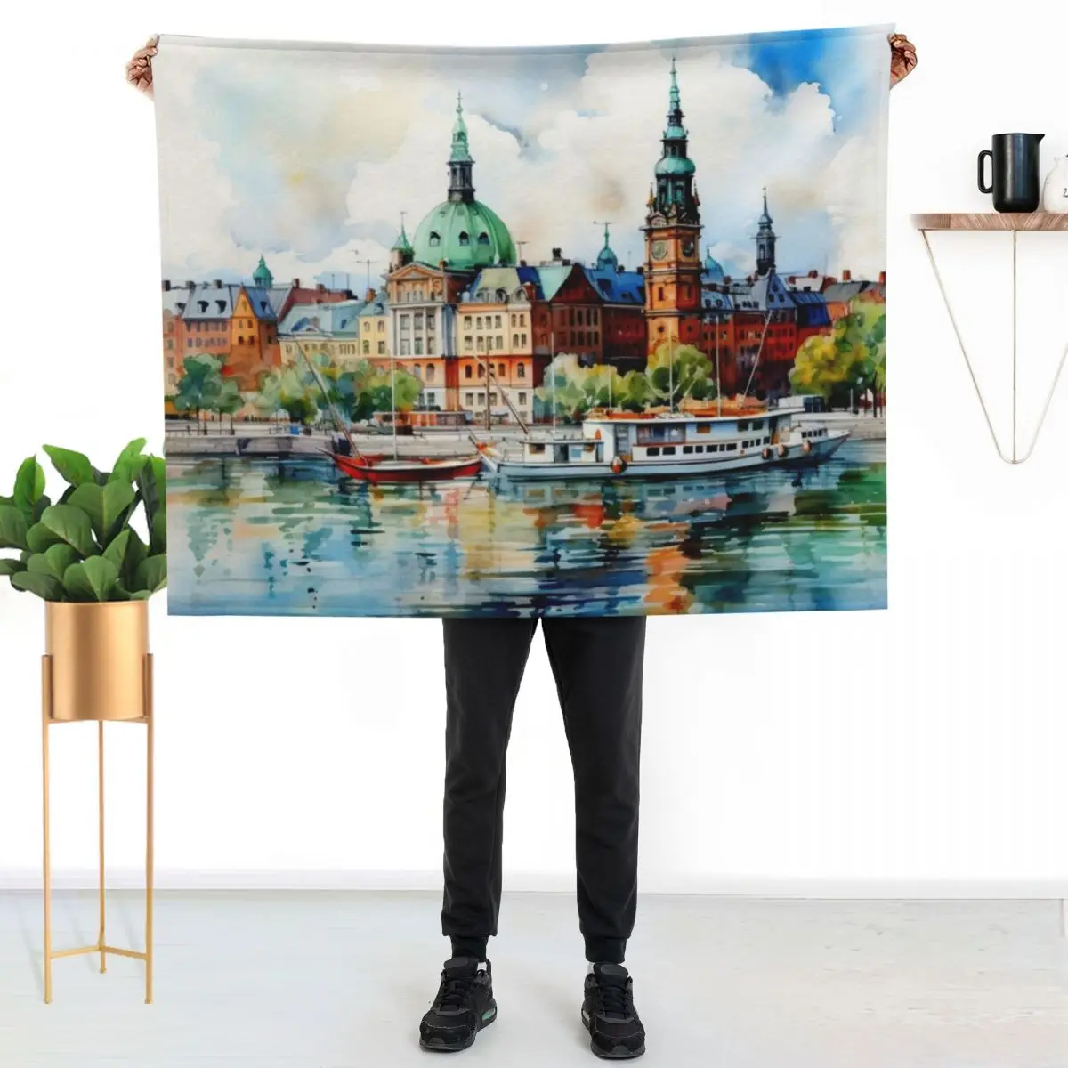 A Watercolor Design of Stockholm - Sweden Throw Blanket Kid'S For Baby Tourist For Sofa Thin Stuffeds Bed covers Blankets