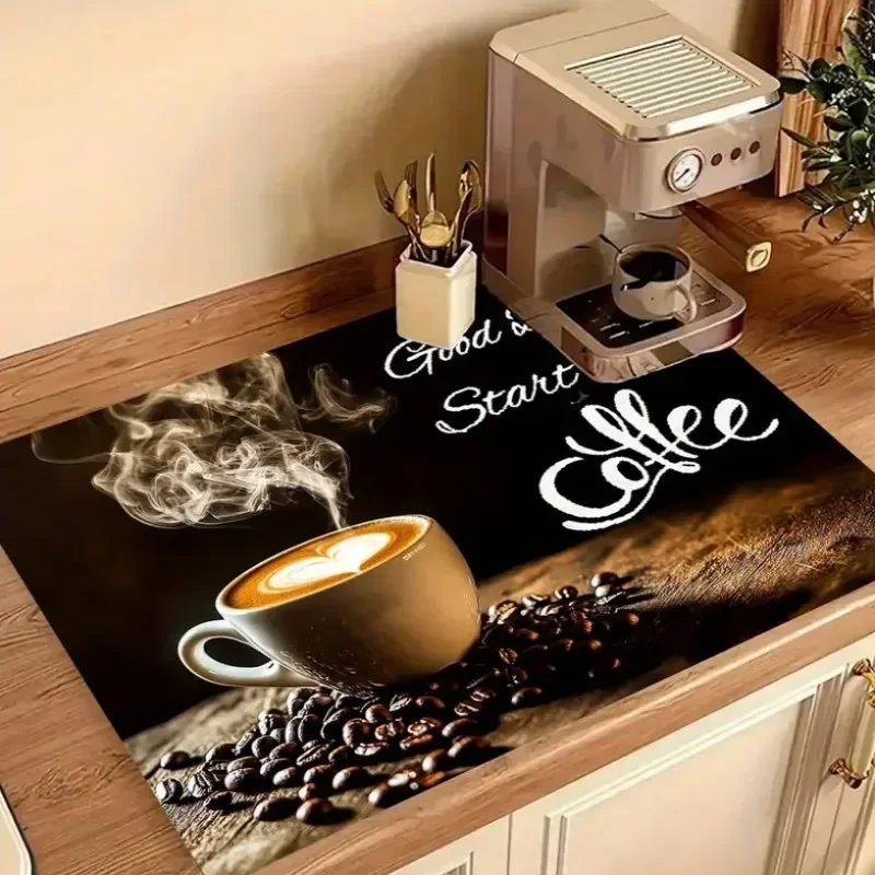 Absorbent Coffee Machine Drip Mat Non Slip Rubber Sole Anti Dirt Coffee Machine Kitchen Sink Bathroom Countertop