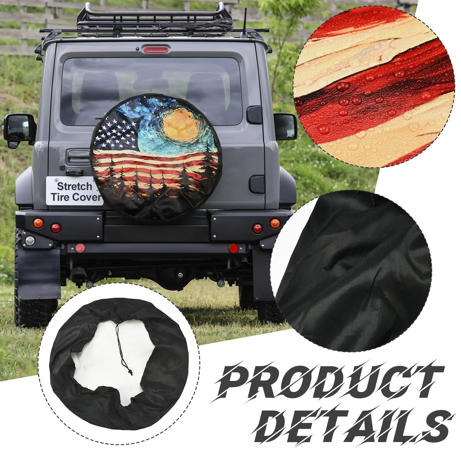 American Flag Tire Cover Wheel Protectors Weatherproof Dust-Proof Wheel Covers Universal Fit for Trailer Rv SUV Truck C-amper