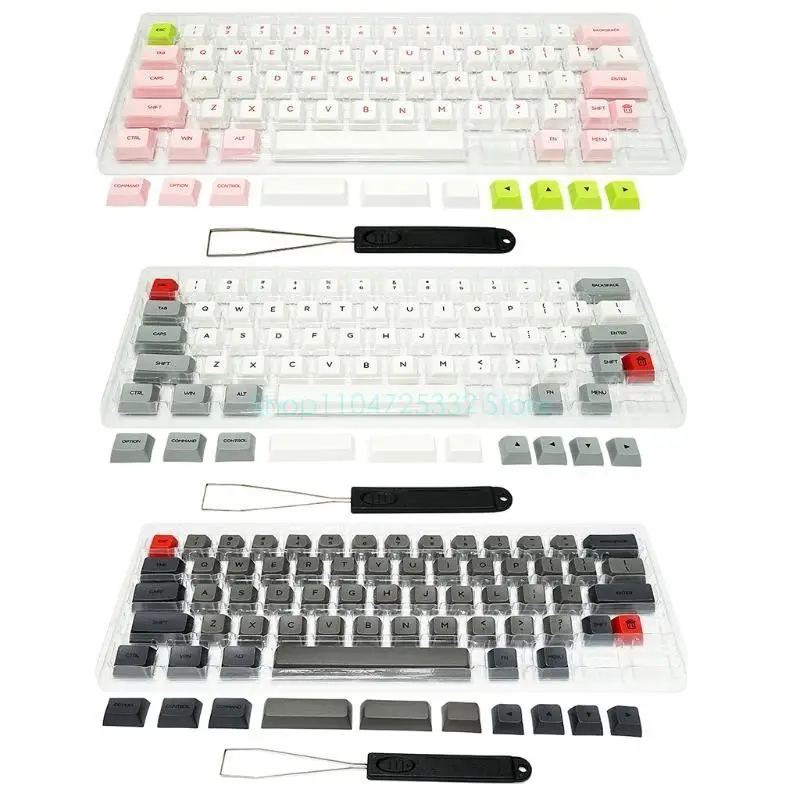 

64 клавиши Keyset Double Color PBT Толстый клавиш для GK64 Механическая игровая клавиатура с съемником
