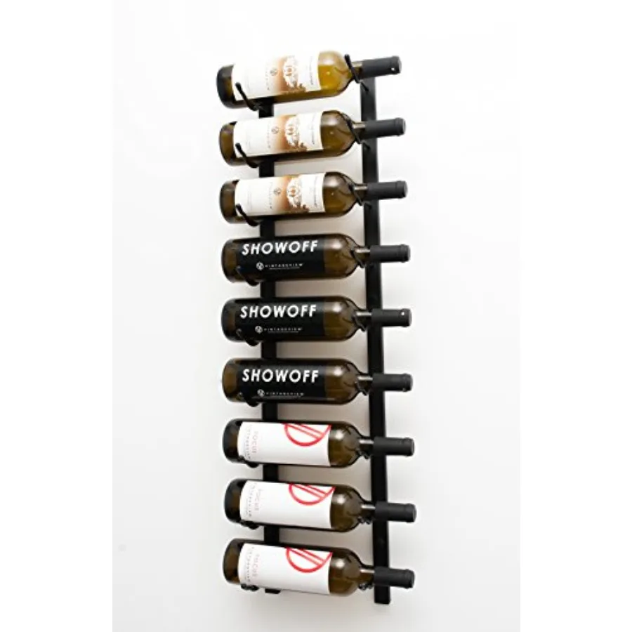 W Series Pro Wine Rack 3 - Single Depth, Metal Wall Mounted Wine Rack for Modern Kitchen, Black, Easy Access Space Saving with