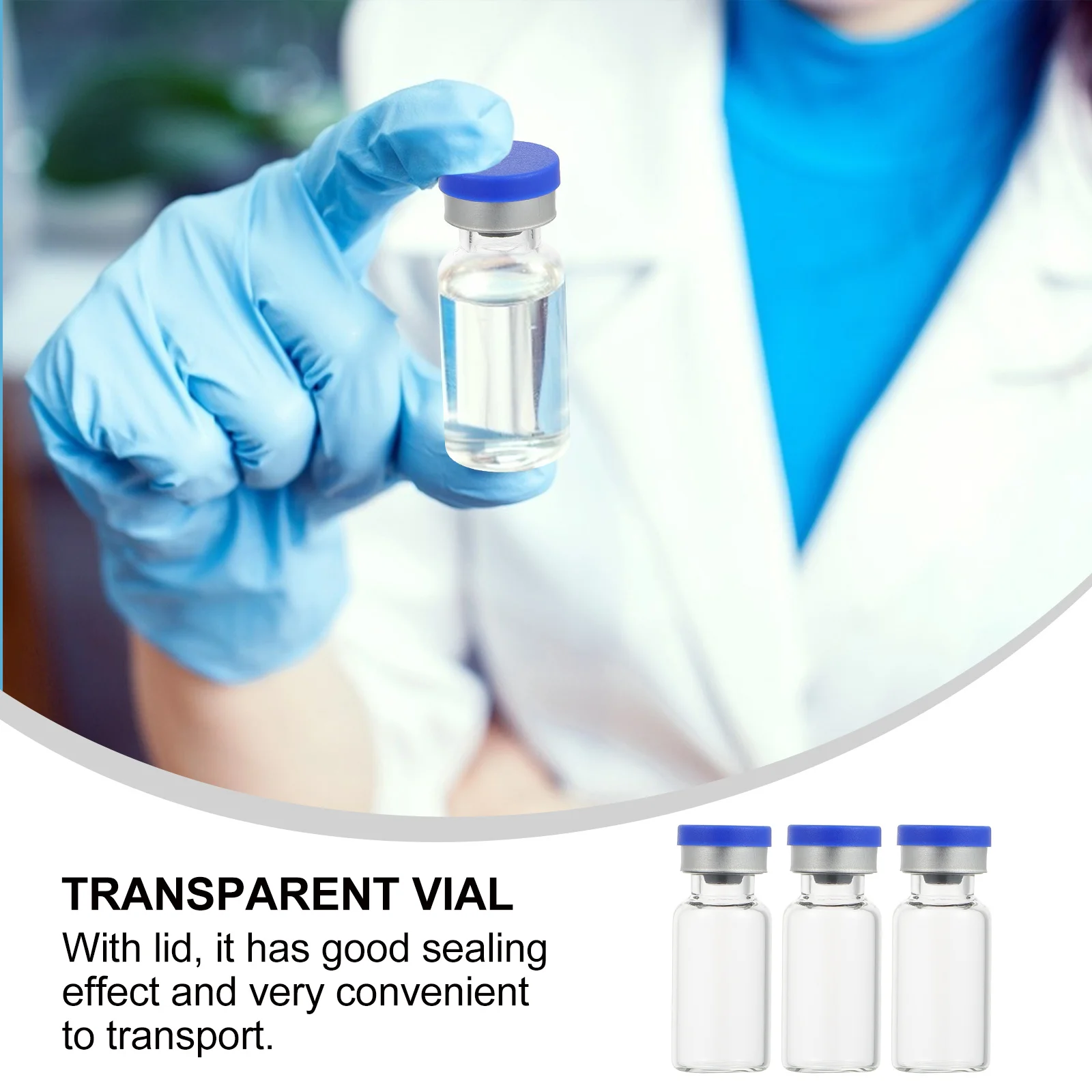 

50Pcs Glass Bottles Transparent 3ml Clear Vials Leakproof Lid Sample Storage Essential Oils Experiment Glassware