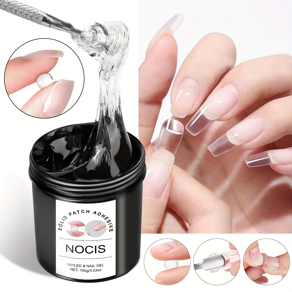 

NOCIS 100g Solid Builder Gel for Nails, Large Capacity Clear 3D Sculpting Gel for Nails, Non-sticky Hand Building Carving Modeling Hard Nail Extension Nail Art Salon for Women Girls at Home DIY.