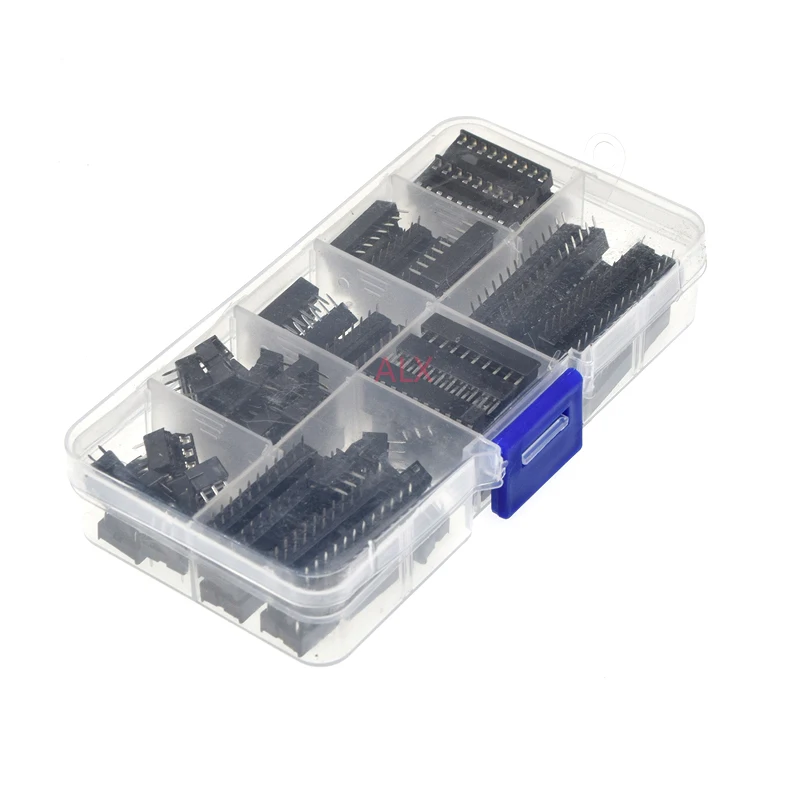 66Pcs 2.54mm Pitch DIP IC Connector Sockets Solder Type Adaptor Assortment Kit (6/8/14/16/18/20/24/28 Pins)