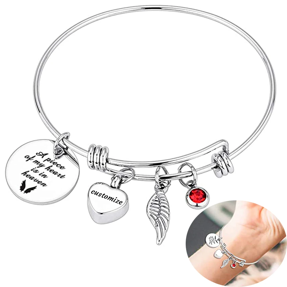 

Cremation Urns Bracelet for Ashes Memorial Bracelets Heart Angel Wing Bracelet Jewelry for Men Women Keepsake Urn Memorial Gift