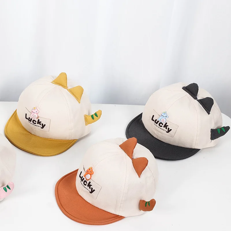 

Детские шапки с динозавром и утконосом, милая кепка с утиным языком, От 0 до 2 лет, уличный солнцезащитный козырек для мальчиков и девочек, мягкая хлопковая фуражка для младенцев