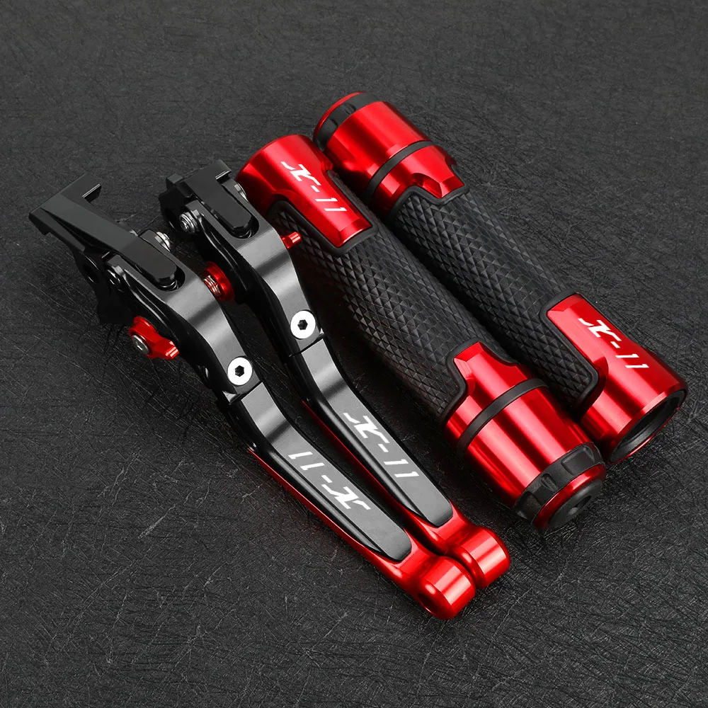 

X11 Motorcycle Adjustable Folding Extendable Brake Clutch Levers Handlebar Grips Ends FOR HONDA X11 X-11 1999 2000 2001 2002