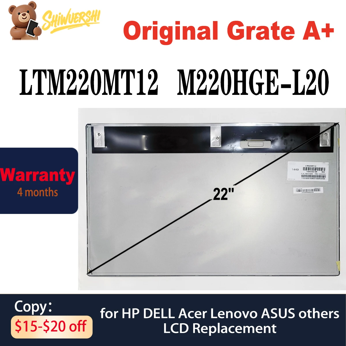 

22-дюймовый оригинальный новый LTM220MT12 M220HGE L20 ЖК-экран с разрешением 1680*1050P для всех в одной запасной части