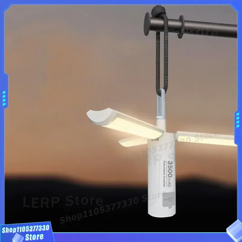 Portable USB Rechargeable Camping Light Foldable Tent Lamp with Phone Charger Outdoor Hanging Lantern for Hiking Emergency