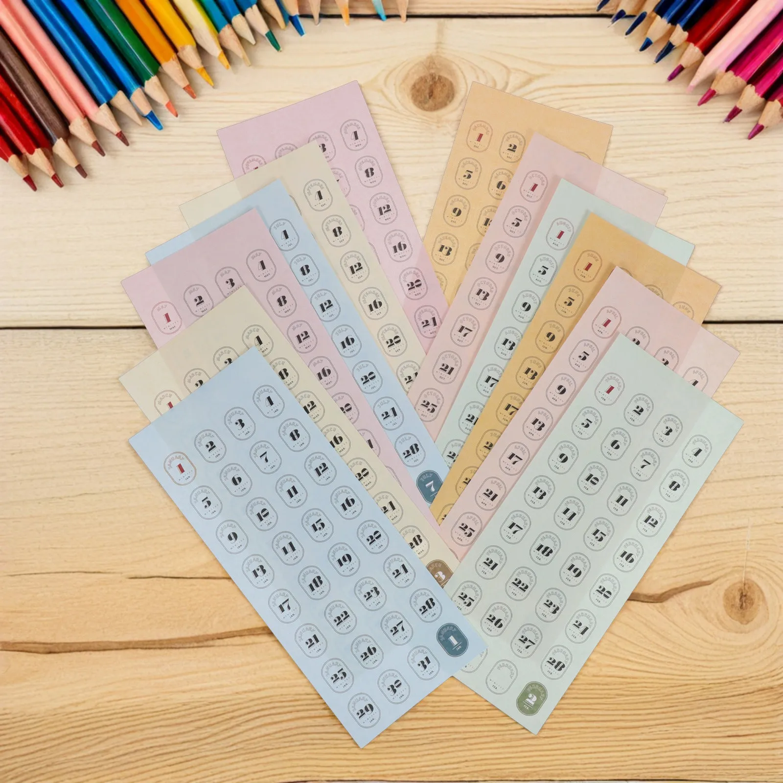 

12 Sheets Calendar Date Stickers Retro Number Labels for Monthly Planner Journal Scrapbook Tracking Tools Stationery Accessories
