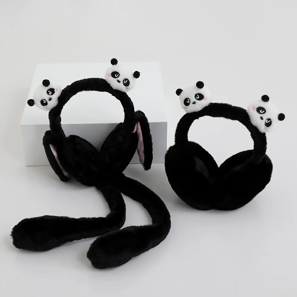 Plush Panda Ear Muffs para Crianças, Ear Moving Earmuffs, Soft, Proteção Fria, Capa de ouvido, Ferramenta Quente, Bonito, Natal, Mantenha Quente