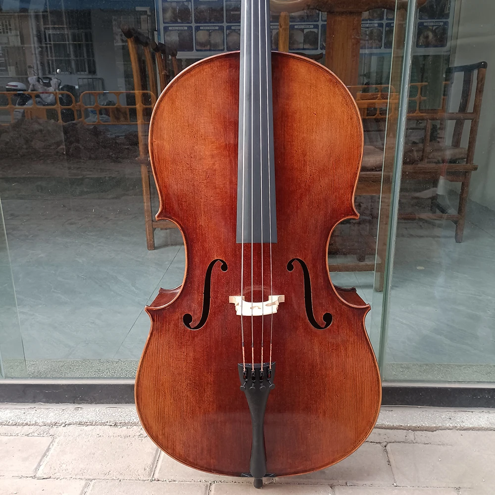 Montagnana model professional grade cello 4/4 size fully handmade Italian retro oily varnish, with hard box bow accessories