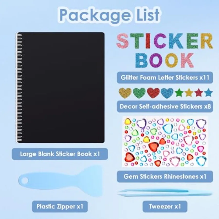 Large Reusable Sticker Book Collecting Album, 8.5×11 Inch Sticker Storage Collection Organizer Book with 40 Sheets Blank Releas