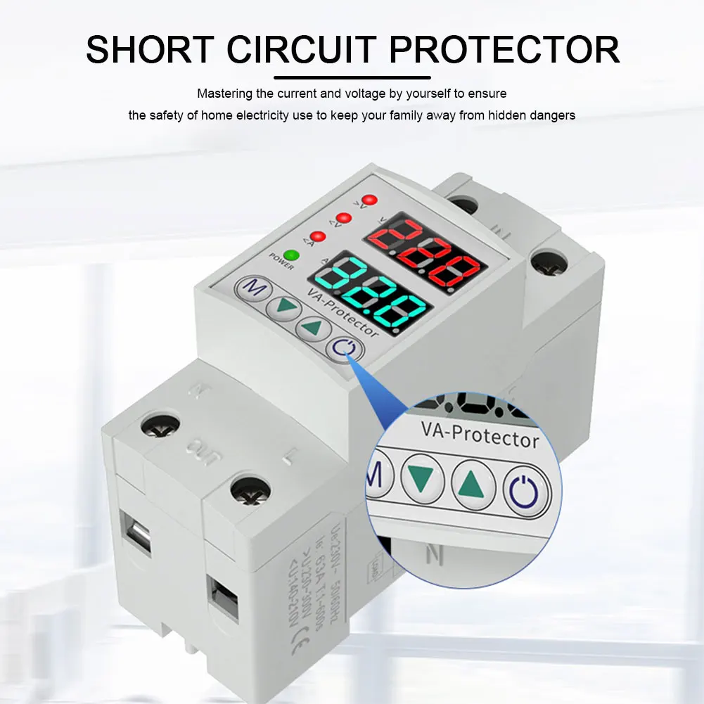 Over Under Voltage Protective Device Digital Display Household Circuit Breaker 220V Short Circuit Protector 40A/63A Accessories