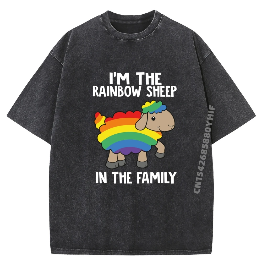 

I Im The Rainbow Sheep In The Family Lgbtq Pride Рубашки с рисунком Мужчины Harajuku Иллюстрация Печатная стираная одежда