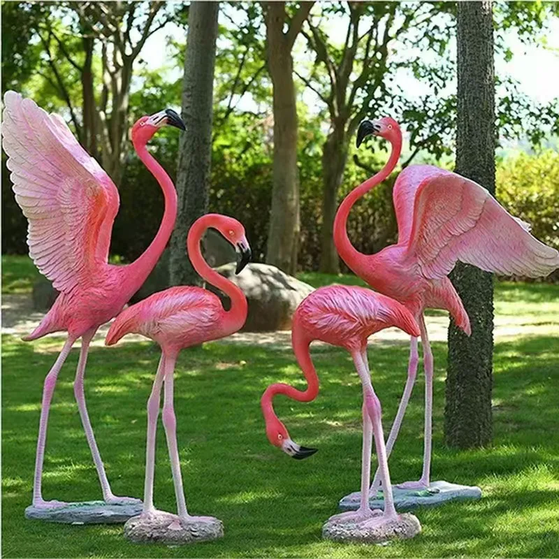 Outdoor Garden Decoration Life Size Fiberglass Flamingo Statue Sculpture Figure