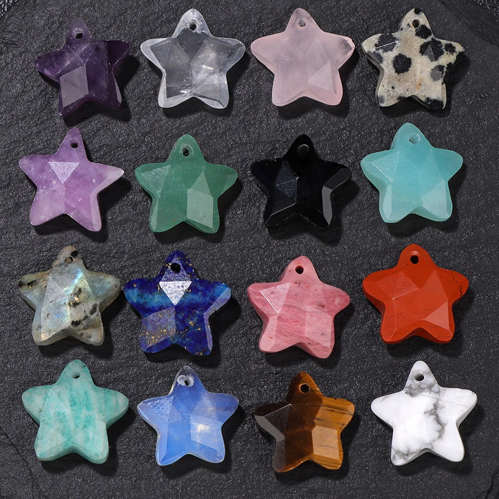 14mm Star Shape Charm Amazonite Gems Star Pendant Natural Stone Crystal Pendant for Jewelry Making Necklace Earrings Accessories