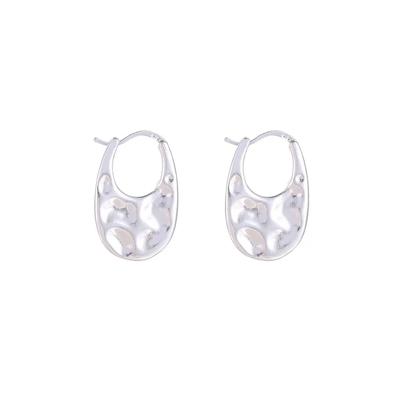 925 Sterling Silver Geometric Irregular Square Cutouts Hoop Earrings For Women Party Wedding Accessories Jewelry Christmas Gifts