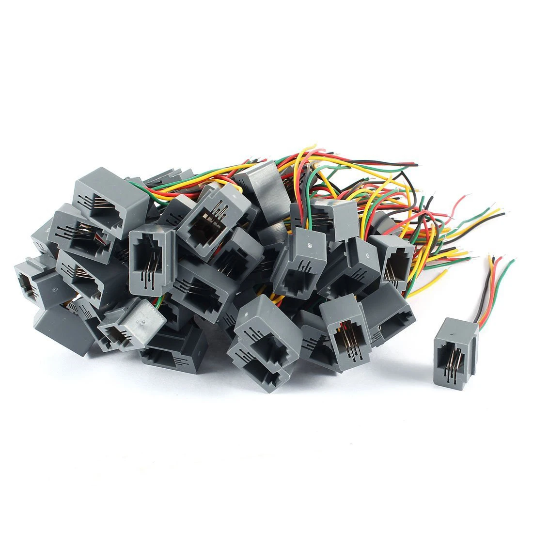 

Распродажа, 50 шт. 616E 4P4C RJ9, адаптер для телефонного разъема с 4 проводами, 8 см