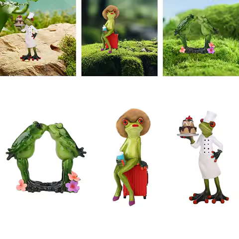 Frog Statue Desktop Ornament Creative Funny Resin Animal Sculpture Decorative Figurine for Fireplace Desk Bookshelf Shelf