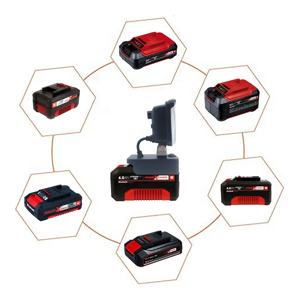 Fácil de transportar sem fio LED Work Light, 18V Li-ion Battery, perfeito para Workshops e canteiros de obras