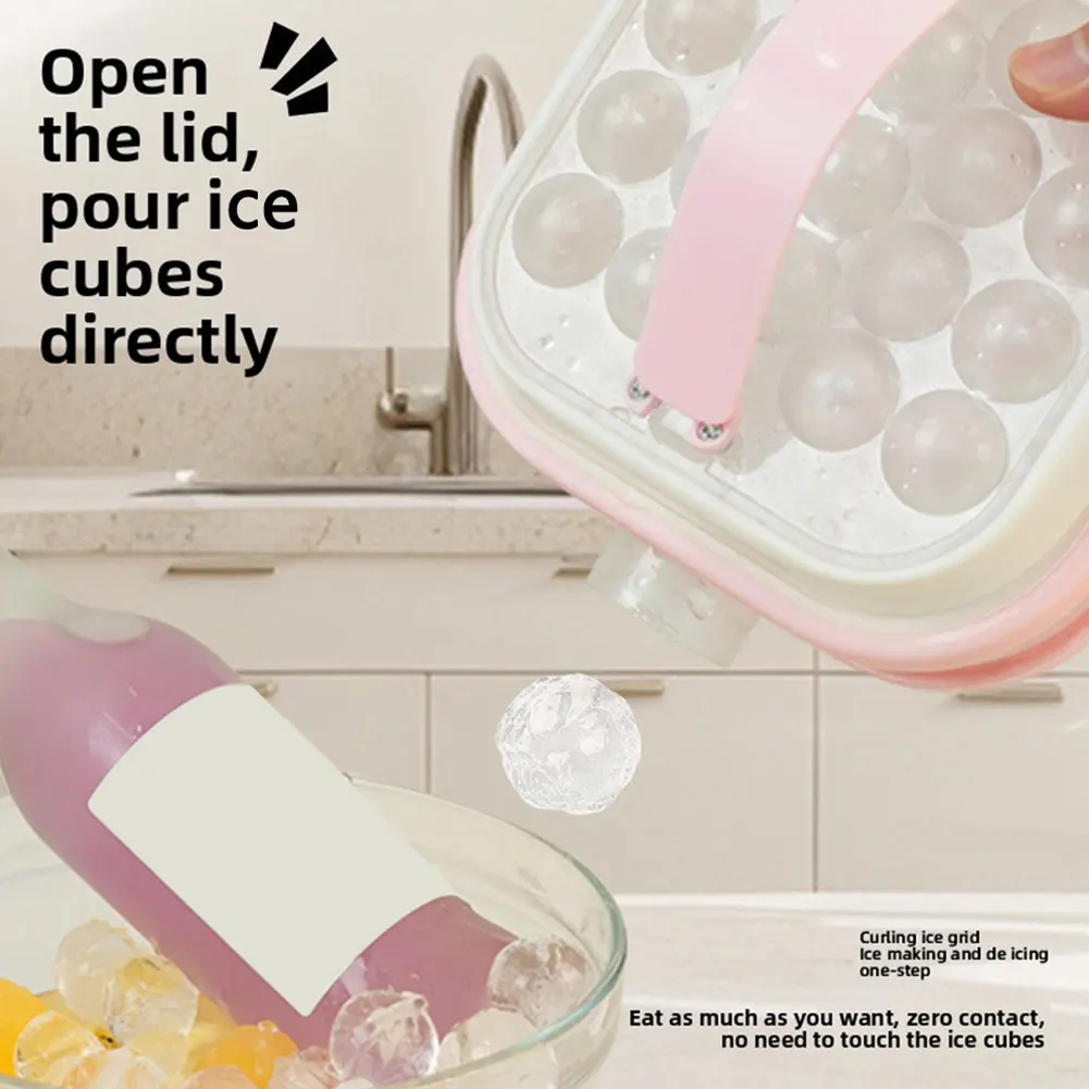 Household Plastic Ice Ball Maker Portable 2 In 1 Foldable Hockey Ice Mold Kettle Easy To Fill For Outdoor Gatherings Picnics