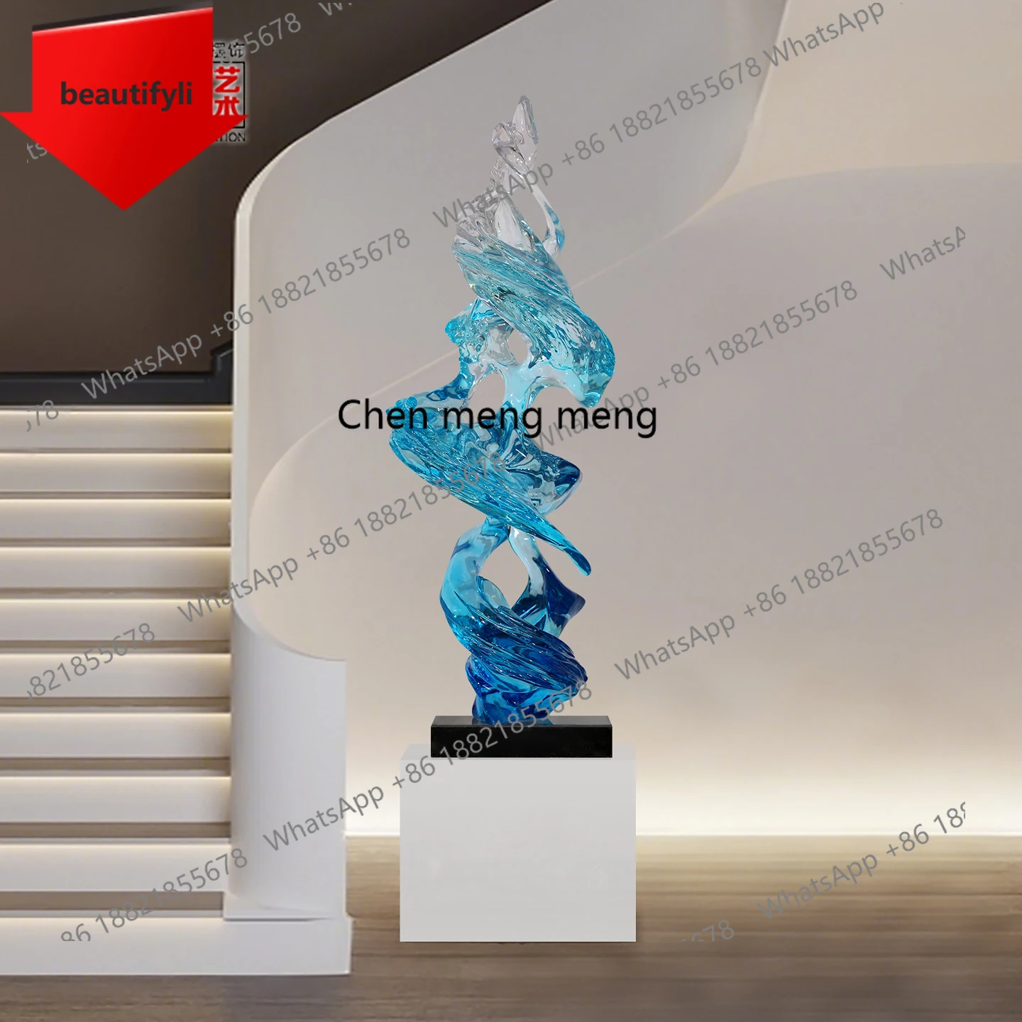 

M07 Entrance TV cabinet ornaments transparent resin hotel lobby sculpture high-end decoration